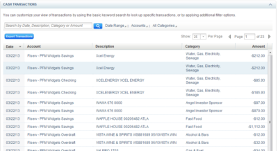 Detailed transaction history