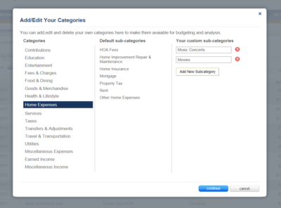 Pick your own transaction categories