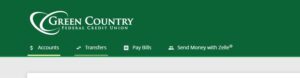 Header → Green Country Federal Credit Union Online Banking header showing Transfer option