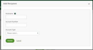 Transfer Money Add Recipient → Green Country Federal Credit Union Transfer Money Online Banking Add Recipient