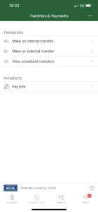 mobile transfers payments → Green Country Federal Credit Union Mobile Banking Transfers Payments page