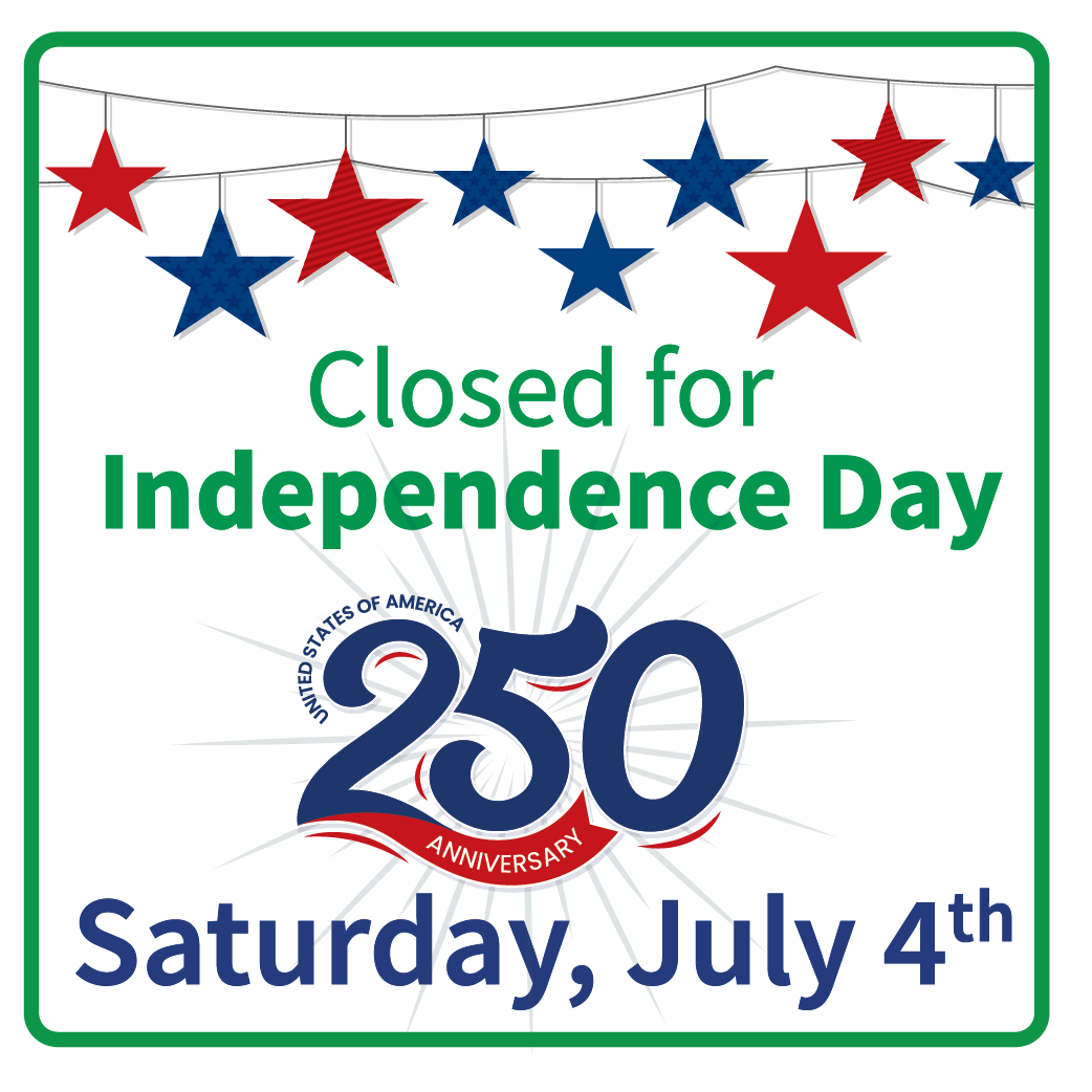 All Green Country locations are closed Saturday July 4 2026 for the Independence Day holiday